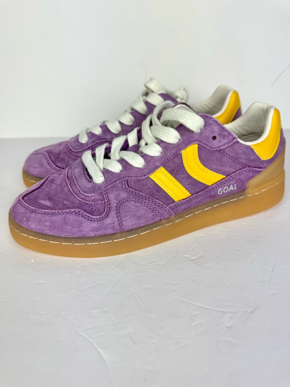 NEW Coolway Goal Purple and Yellow Lakers Suede Leather Sneakers Size 8